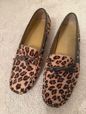 Franco Sarto Leopard Print Driving Loafers - Brown Sz 8.5